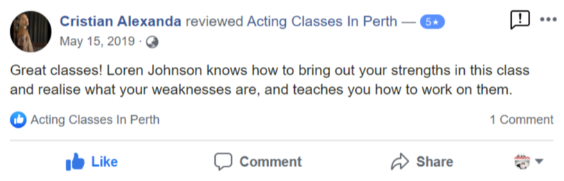 Acting Classes In Perth Facebook Review By Christian Alexanda