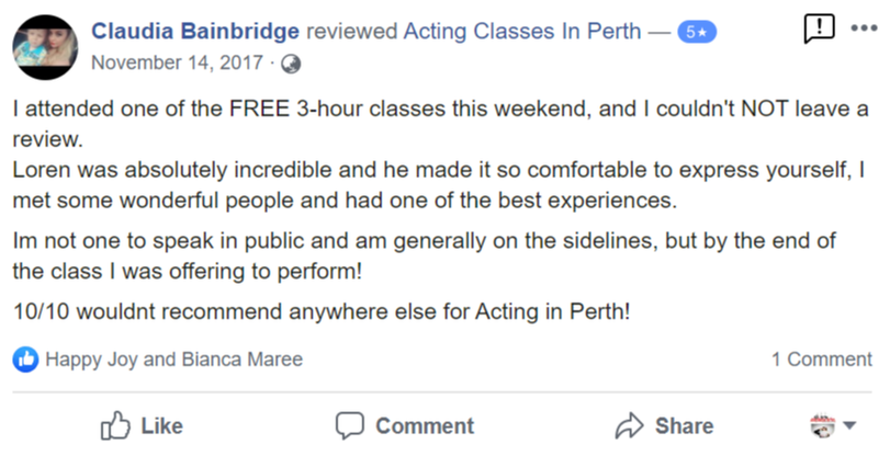 Acting Classes In Perth Facebook Review By Claudia Bainbridge