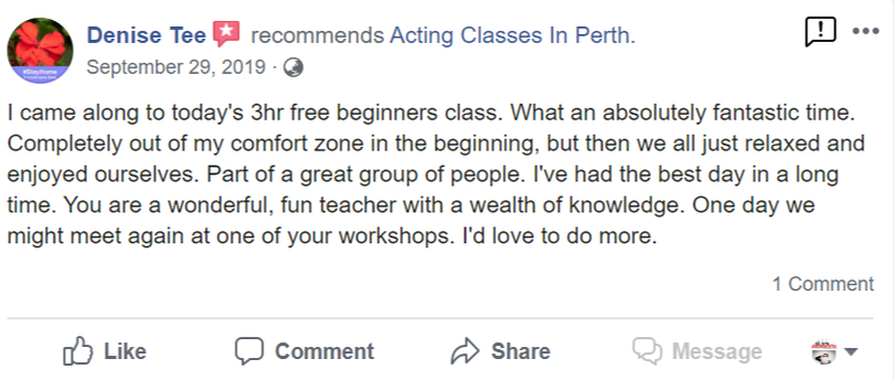 Acting Classes In Perth Facebook Review By Denise Tee