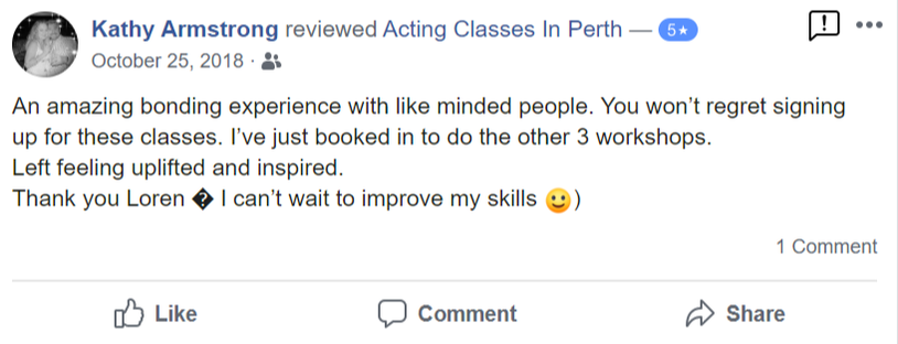 Acting Classes In Perth Facebook Review By Kathy Armstrong