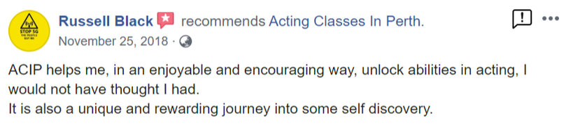 Acting Classes In Perth Facebook Review By Russell Black