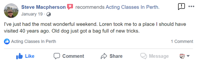 Acting Classes In Perth Facebook Review By Steve Macpherson