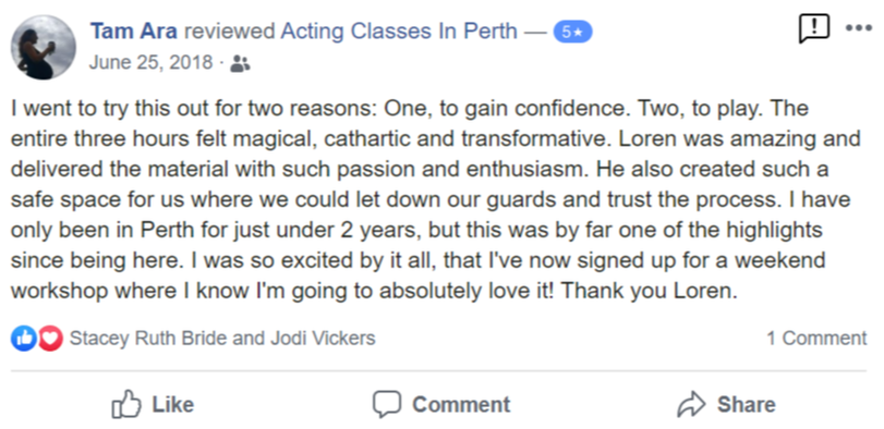 Acting Classes In Perth Facebook Review By Tam Ara